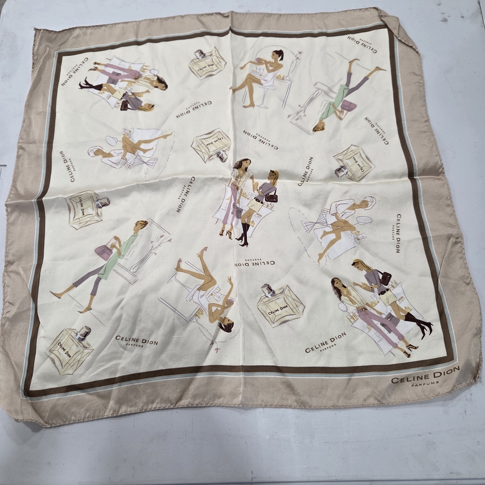 Celine Dion Perfume 100% Silk Scarf in Girls Shopping Beige